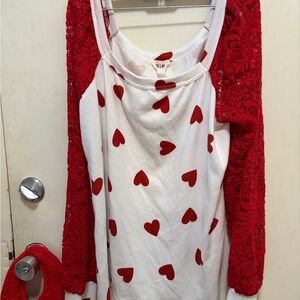 BiBi Red Heart Patterned Top